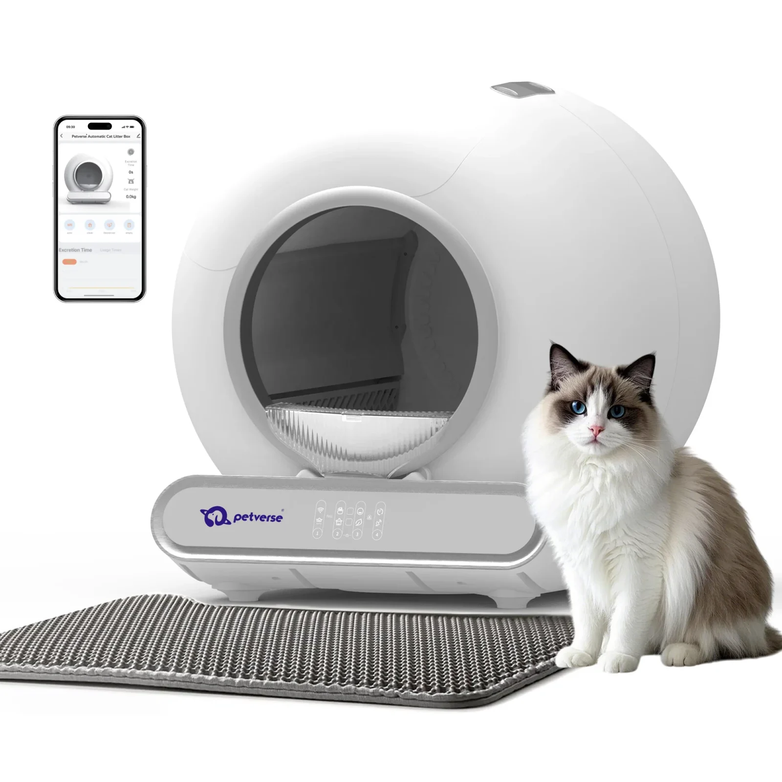 Petverse Pro Automatic Litter Box for Cats (White)