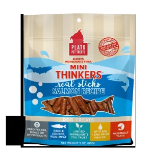 Plato Pet Treats Mini Thinkers Salmon Recipe Natural Dog Chews - 3 oz Bag