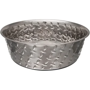 Loving Pets Anti-Skid Diamond Plated Cat and Dog Stainless Steel Bowl
