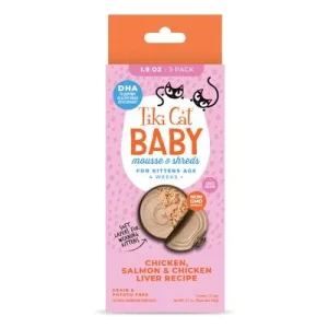 Tiki Cat Baby Chicken, Salmon & Chicken Liver Wet Cat Food - Shreds & Mousse