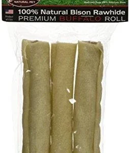 Tasman's Natural Pet Bison Rawhide 6" Medium Rolls Dog Natural Chews - 3 Pack