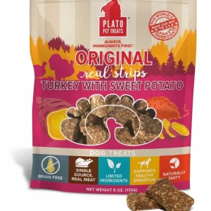 Plato Original Real Strips Turkey & Sweet Potato Air-Dried Dog Treats (6 oz & 18 oz)