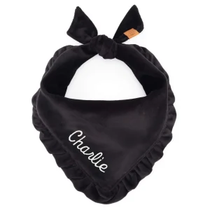 Black Velvet Ruffled Dog Bandana