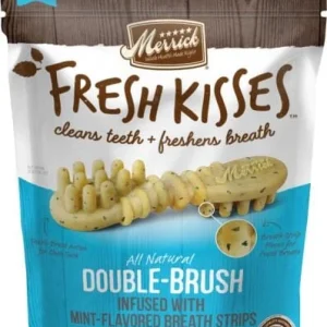 Merrick Fresh Kisses Mint Breath Strips Small Brush Dog Dental Chews - 15 Count