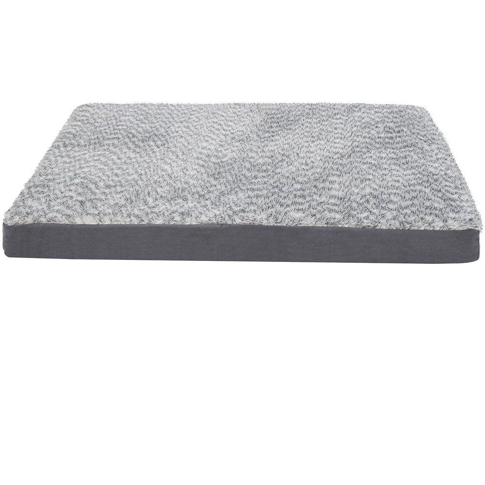 FurHaven Two-Tone Faux Fur & Suede Deluxe Pillow Pet Bed - Stone Gray (Large)