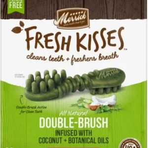 Merrick Fresh Kisses Coconut Oil and Botanicals Medium Brush Dog Dental Chews - Value Box - 22 Count - 23 Oz