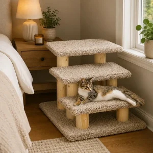 Solid Wood Pet Stairs for Cats & Small Dogs