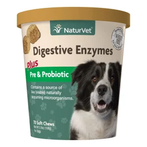Naturvet Digestive Enzymes Plus Probiotics Soft Chew Dog Supplements - 70 ct Cup