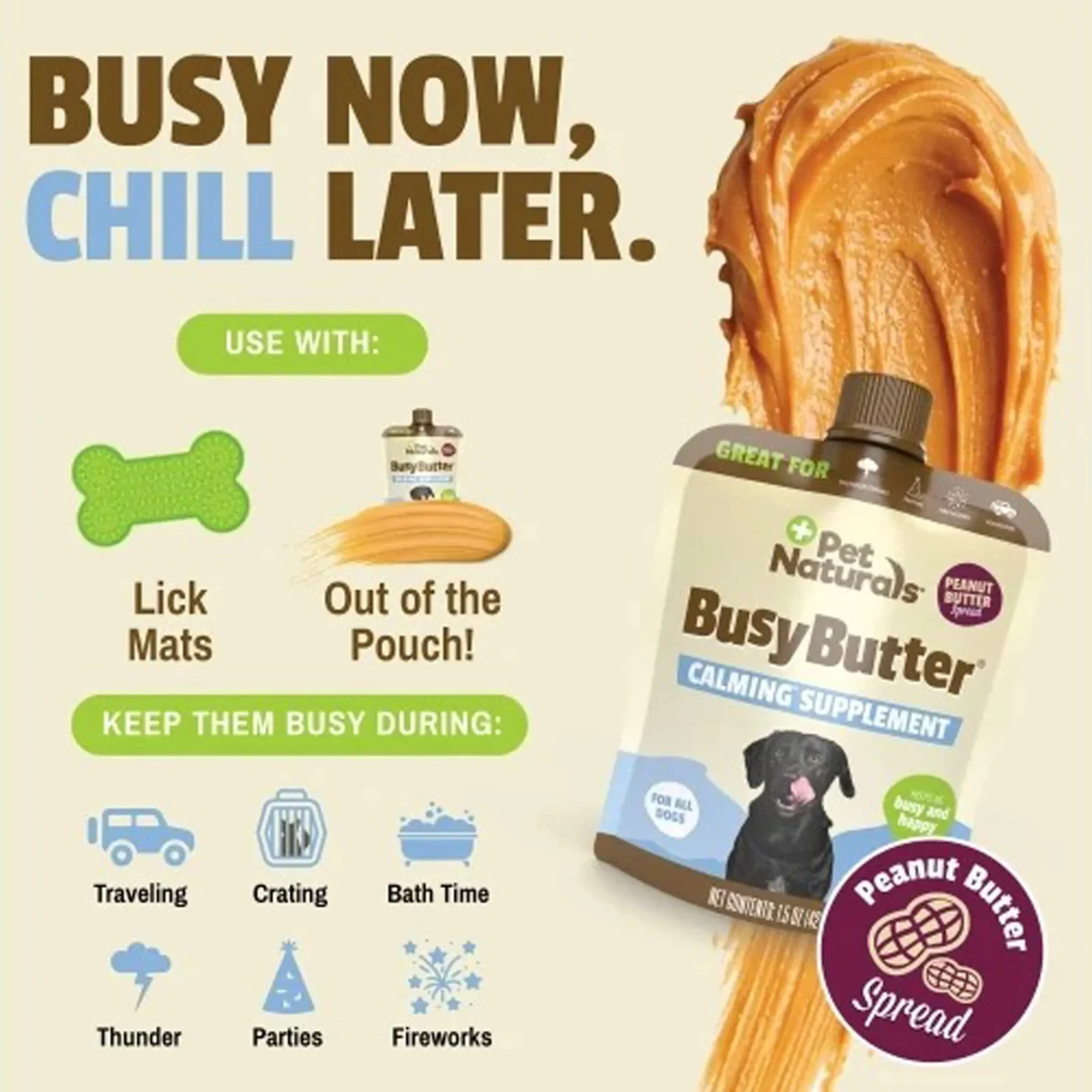 Pet Naturals Calm & Busy Combo Calming Peanut Butter & Lick Mat for Dogs - Image 2