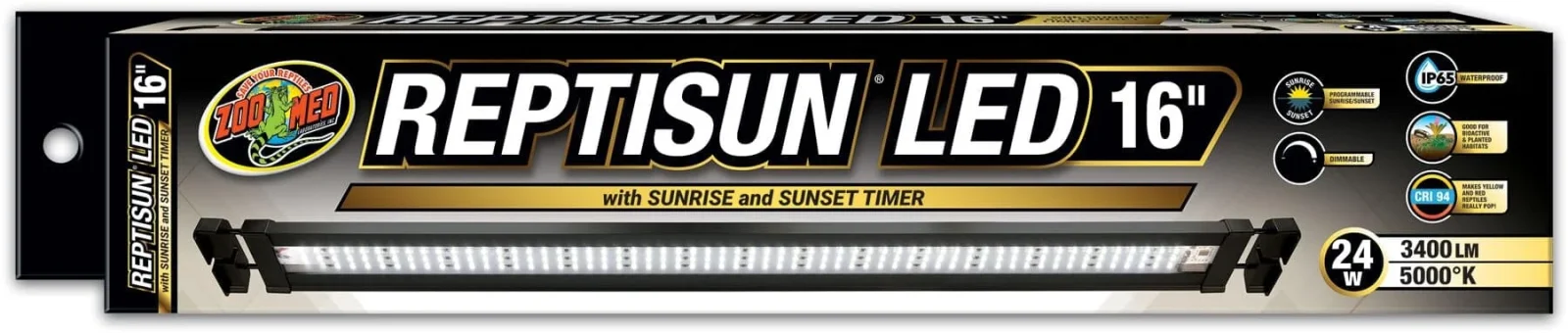 Zoo Med Laboratories ReptiSun LED with Sunrise and Sunset Timer Terrarium Light and Extendable Hood Fixture