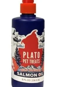 Plato Pet Salmon Oil 8 oz Bottle Dog and Cat Vitamins and Supplements
