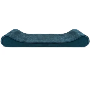 Furhaven Minky Plush & Velvet Luxe Lounger Memory Top Pet Bed - Spruce Blue (Giant)