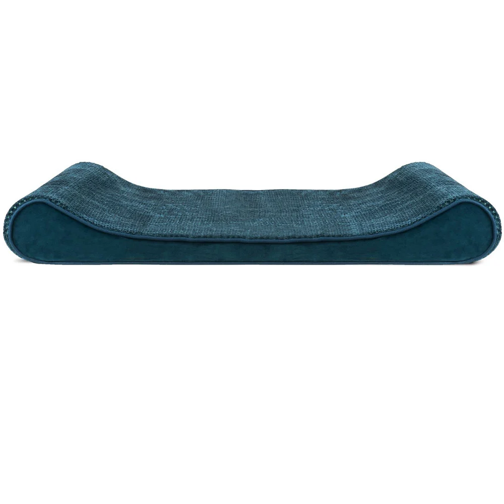 Furhaven Minky Plush & Velvet Luxe Lounger Memory Top Pet Bed - Spruce Blue (Giant)