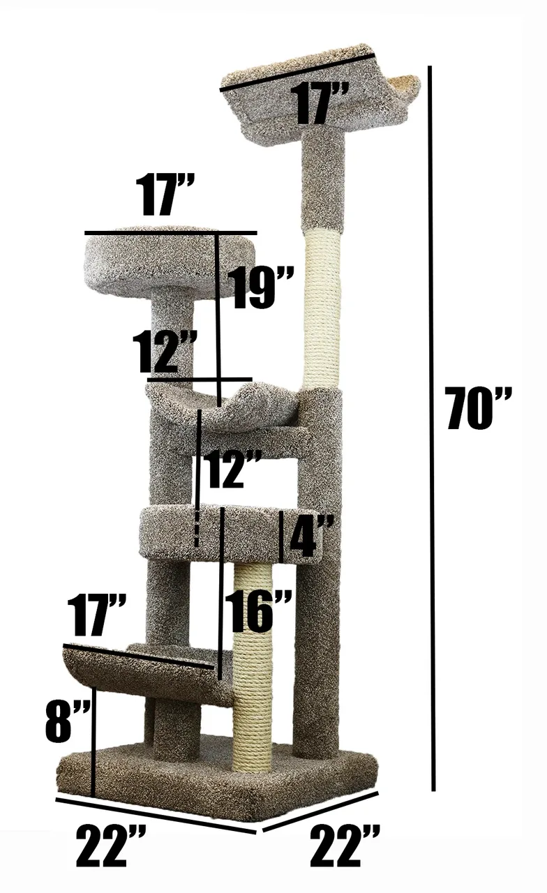USA Made Cat Tree for Large Cats – Solid Wood Heavy Duty Cat Furniture