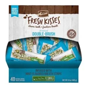 Merrick Treats Mint Breath Strips X-Small Brush Dog Dental Chews - Single Serve Box (40 ct)