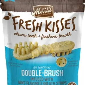 Merrick Fresh Kisses Mint Breath Strips Medium Brush Dog Dental Chews - 10 Count