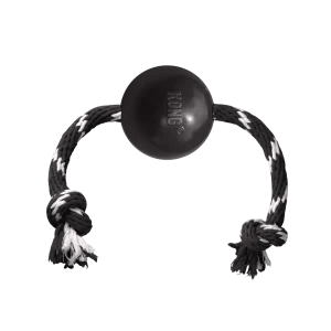 Kong Extreme Ball with Rope Toy for Dogs (Black)