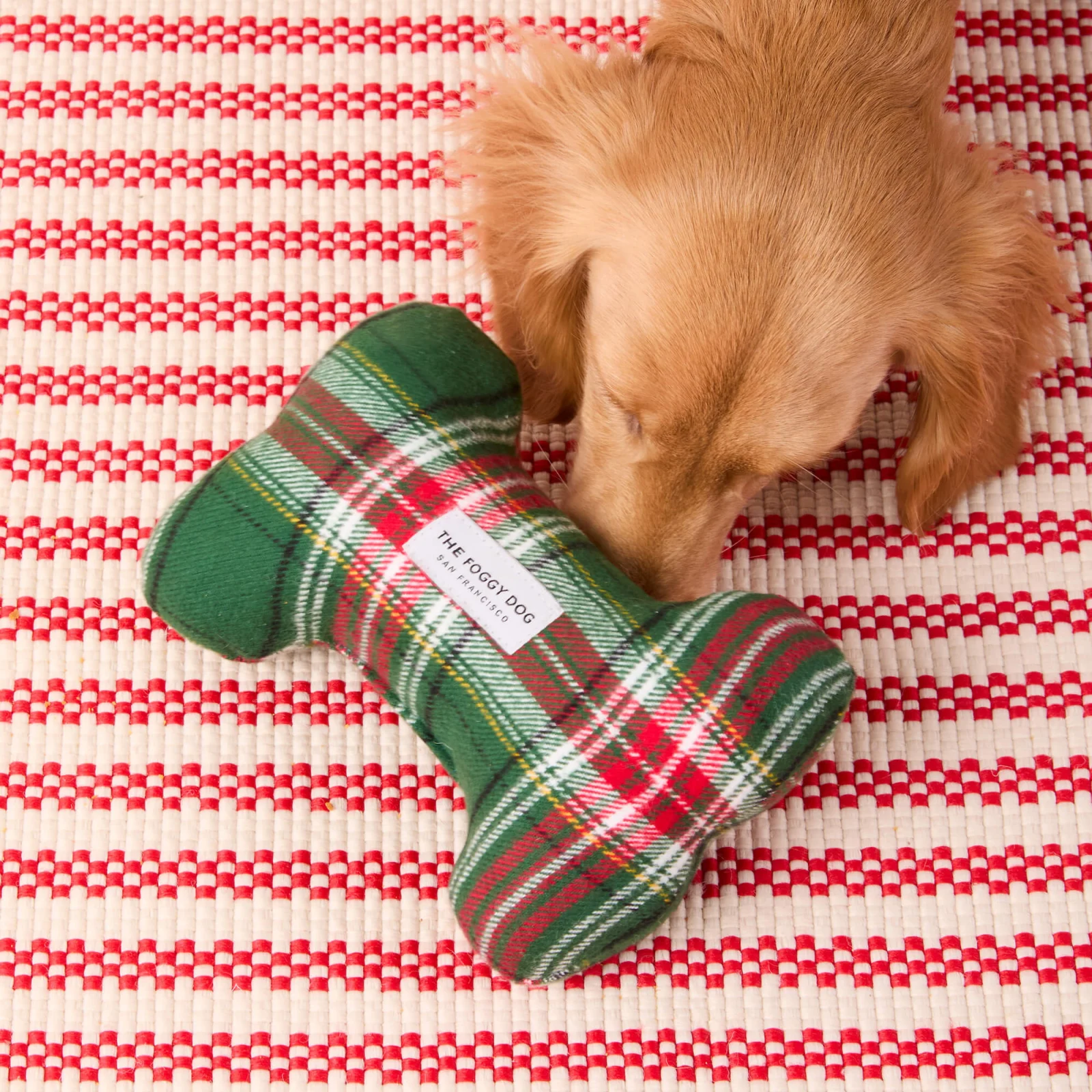 Holly Jolly Plaid Flannel Dog Squeaky Toy - Image 2