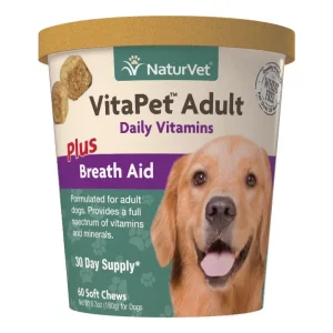 Naturvet VitaPet Adult Plus Breath Aid Soft Chew Dog Dental Chews - 60 ct Cup