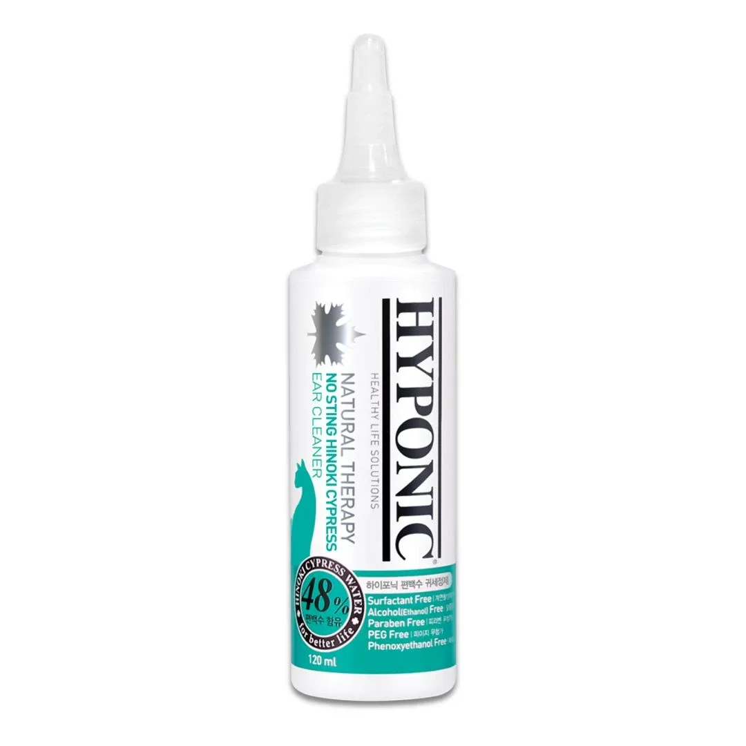 HYPONIC No Sting Hinoki Cypress Ear Cleaner For Cats, 120 mL