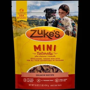 Zuke's Mini Naturals Salmon Recipe with Vitamins and Minerals Soft and Chewy Training Dog Treats