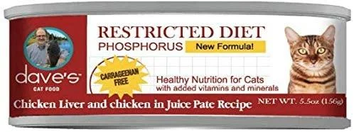 Dave's Pet Food Restricted Magnesium Diet for Cats, Chicken Canned Cat Food - 5.5oz Cans - Case of 24