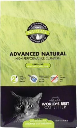 World's Best Cat Litter Yellow Bag Zero Mess Clumping Litter - Pine Scented Cat Litter - 12 lb Bag - Case of 3