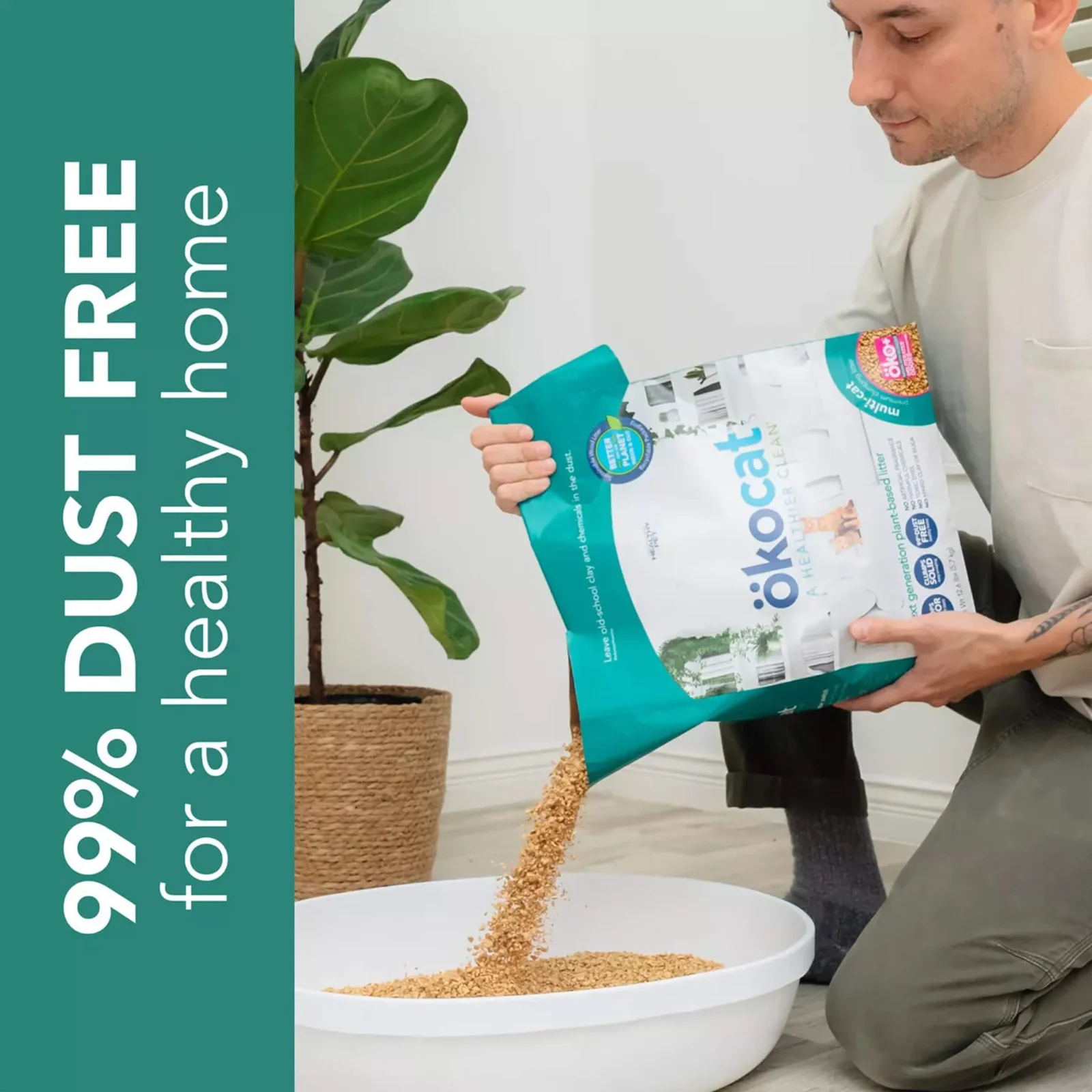 OKOcat Multi-Cat Clumping Wood Cat Litter - Image 2