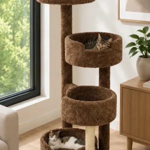 Large Cat Tree for Multiple Cats | Solid Wood Cat Tower for Large Cats
