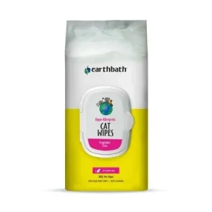 Earthbath® Hypo-Allergenic Plant Based and Fragrance Free Cat Grooming Wipes - Cleans & Conditions- 100 Count