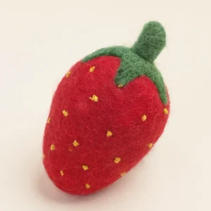 RED STRAWBERRY WOOL DOG TOY