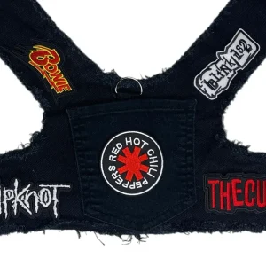 Black Upcycled Denim Rocker Harness- Red Hot Chili Peppers
