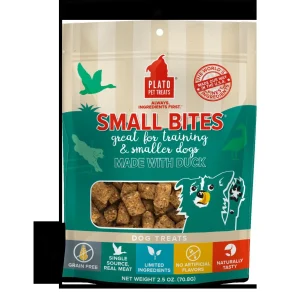 Plato Pet Treats Small Bites Duck Crunchy Dog Treats - 2.5 oz Bag