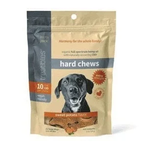 Treatibles Introductory Size GF Sweet Potato Extra Strength Hard Chews 10mg (7 ct) Hard Chew Dog Supplements - 1 oz Bag