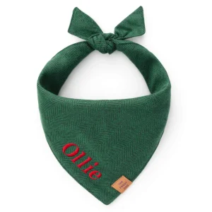 Evergreen Herringbone Flannel Dog Bandana