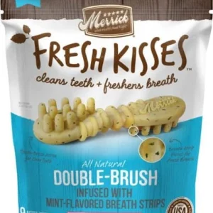 Merrick Fresh Kisses Mint Breath Strips Small Brush Dog Dental Chews - 9 Count - 5.5 Oz