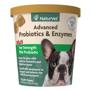 Naturvet Advanced Probiotic & Enzymes Soft Chew Digestive Dog Supplements - 70 ct Cup
