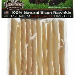 Tasman's Natural Pet Bison Rawhide 5" Small Twisters Dog Natural Chews - 10 Pack