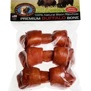 Tasman's Natural Pet Bison Rawhide Bisonhide Chicken Small Bone Dog Natural Chews - 3 Pack
