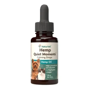 Naturvet Hemp Quiet Moments Calming Drops Hemp Oil for Dogs & Cats - 1 oz Bottle