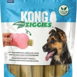 Kong Ziggies Enhanced Plant-Based Teeth Cleaning Dental Puppy Dog Sticks Treats