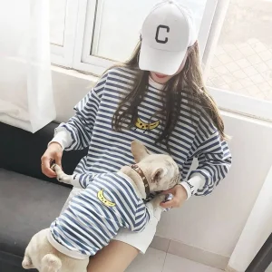 Stripe Style Matching Pet and Owner Cardigan Sweater Set