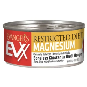 Evanger's Restricted Diet Magnesium Boneless Chicken in Broth Recipe for Cats Canned Cat Food - 5.5 oz Cans - Case of 24