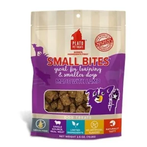 Plato Pet Treats Small Bites Lamb Crunchy Dog Treats - 2.5 oz Bag