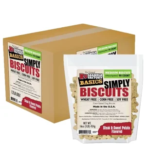 K9 Granola Simply Biscuits BULK Steak & Sweet Potato - Medium Crunchy Dog Treats - 12lb