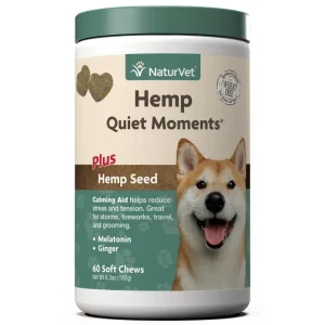 Naturvet Hemp Quiet Moments Plus Hemp Seed Soft Chew Cat and Dog Supplements - 60 ct Jar