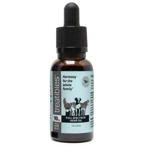 Treatibles Full Spectrum Hemp Oil Dropper Bottle 90mg Dog and Cat Health Supplements - 1 fl oz Dropper