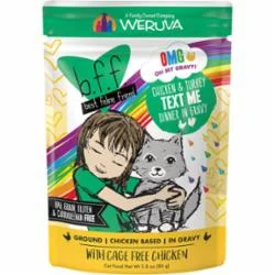 Weruva BFF OMG TEXT ME Chicken Wet Cat Food - 3 Oz Pouch - Case of 12