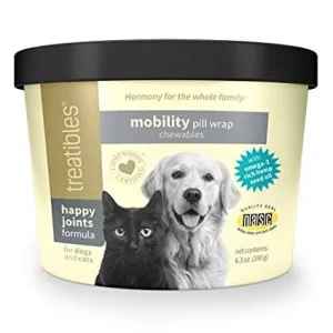 Treatibles Canine/FelineMobility Pill Wraps (60 ct) Dog and Cat Soft Chew Treats - 6.3 oz Cup