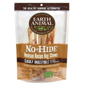 Earth Animal Dog Chews NO HIDE Venison - 4 Inches - 2 Pack